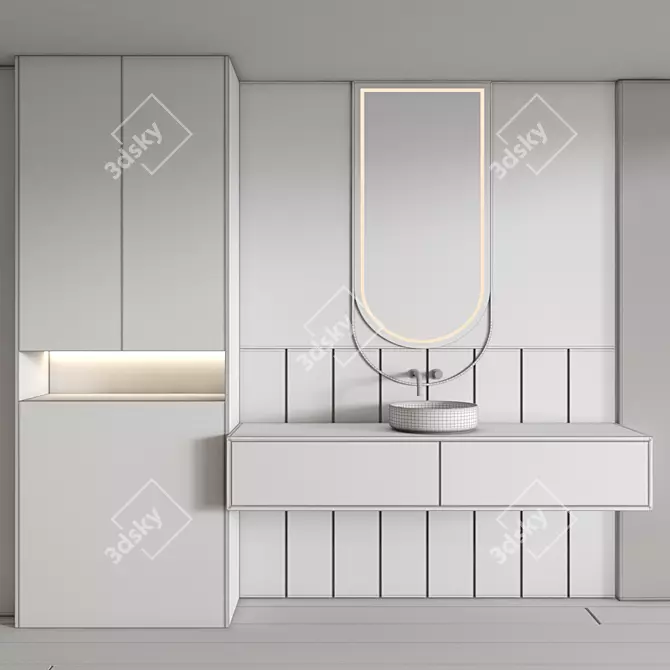 Modern Bathroom Furniture Set 3D model image 5