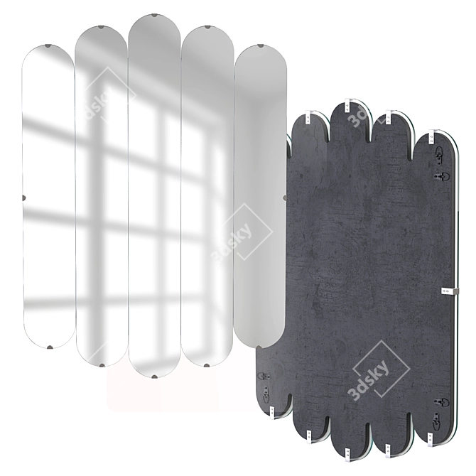 Arc Design Mirror Set, Versatile Hanging 3D model image 2