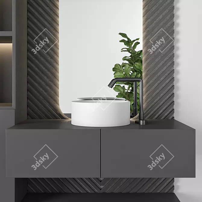 Modern Bathroom Furniture Set 3D model image 3