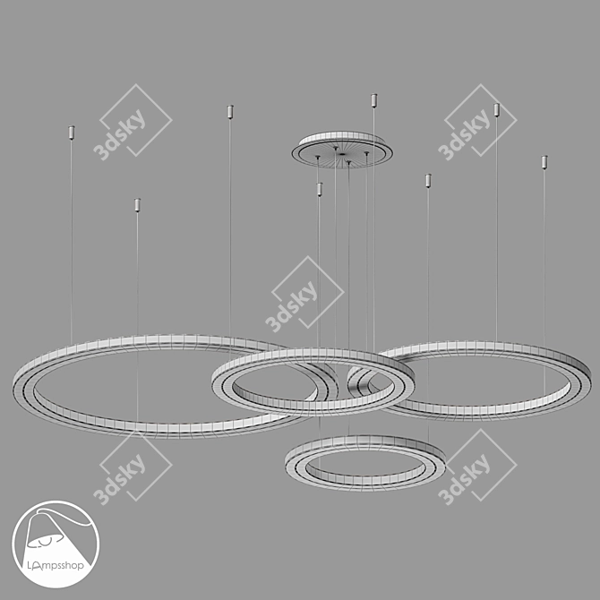 Adjustable Chandelier Bundle with Base 3D model image 2