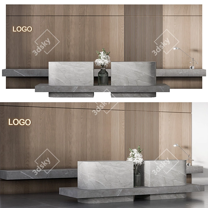 Modern Functional Reception Desk 3D model image 4