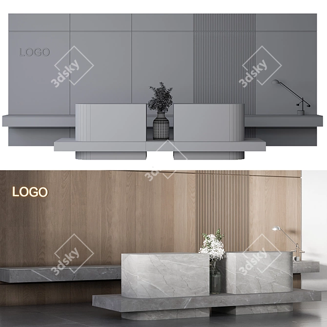 Modern Functional Reception Desk 3D model image 6