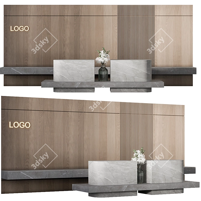 Modern Functional Reception Desk 3D model image 7