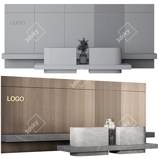 Modern Functional Reception Desk 3D model image 10