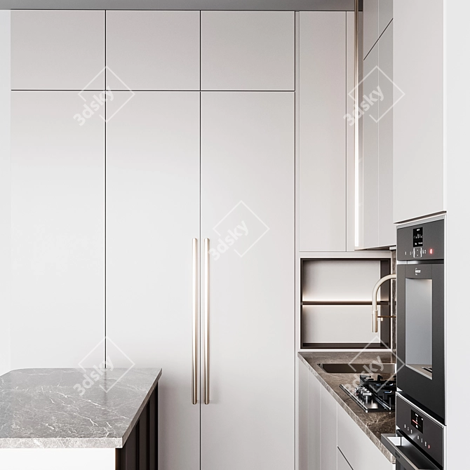 Customizable Modern Kitchen Unit 3D model image 3