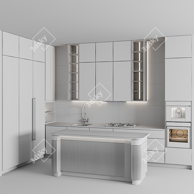 Customizable Modern Kitchen Unit 3D model image 15