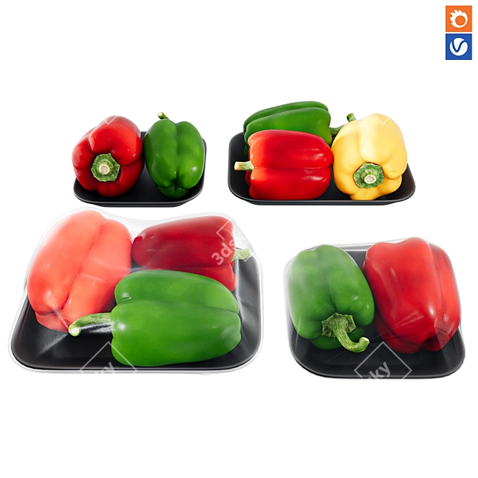 Textureable Pepper Set for Kitchen 3D model image 1