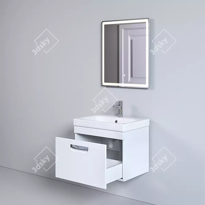 Modern White Bathroom Vanity Set 3D model image 3