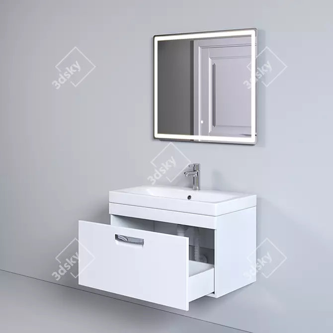 Modern White Bathroom Vanity Set 3D model image 5