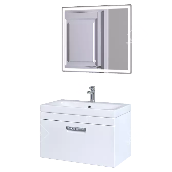 Modern White Bathroom Vanity Set 3D model image 10