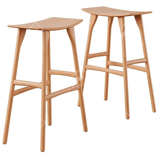 Rustic Bar Set: Parsons Table & Osso Stool 3D model image 2