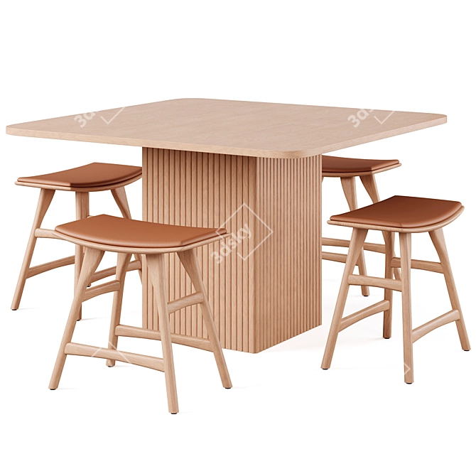 Hill Dining Table & Osso Stool 3D model image 1