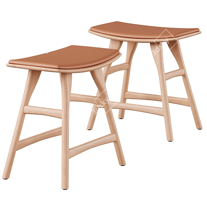 Hill Dining Table & Osso Stool 3D model image 2