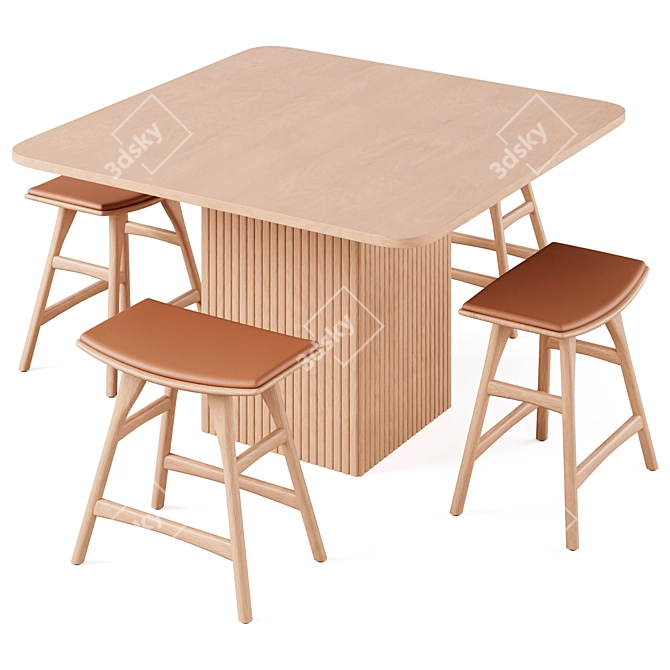 Hill Dining Table & Osso Stool 3D model image 5