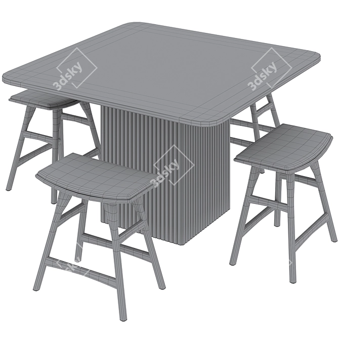 Hill Dining Table & Osso Stool 3D model image 6