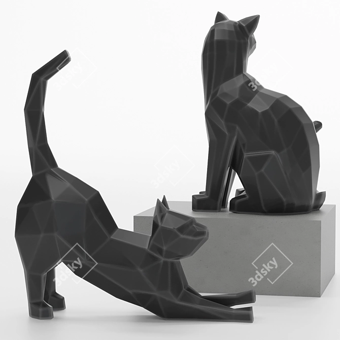 3D Geometric Cat Sculpture for High Resolution Renders 3D model image 9