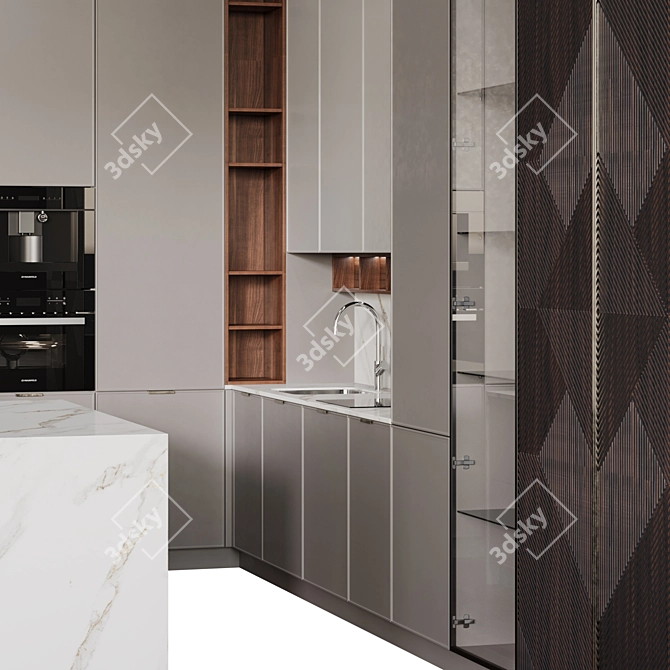 Garda Decor Corner Kitchen with Island 3D model image 2