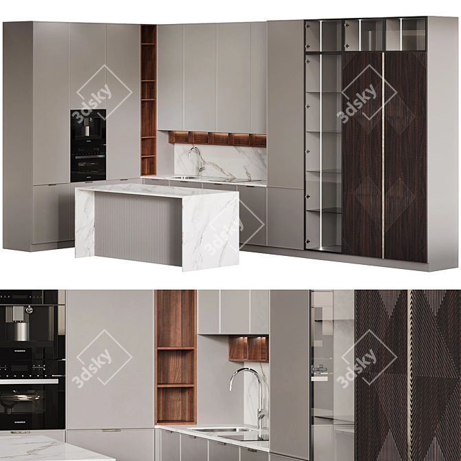 Garda Decor Corner Kitchen with Island 3D model image 8