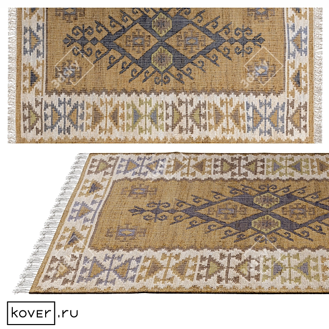 Modern Kilim Natural-Gold Rug 3D model image 1