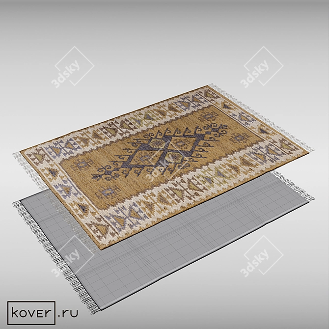 Modern Kilim Natural-Gold Rug 3D model image 2