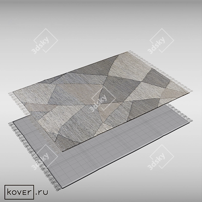 Modern Kilim Aqua Jute Rug 3D model image 2