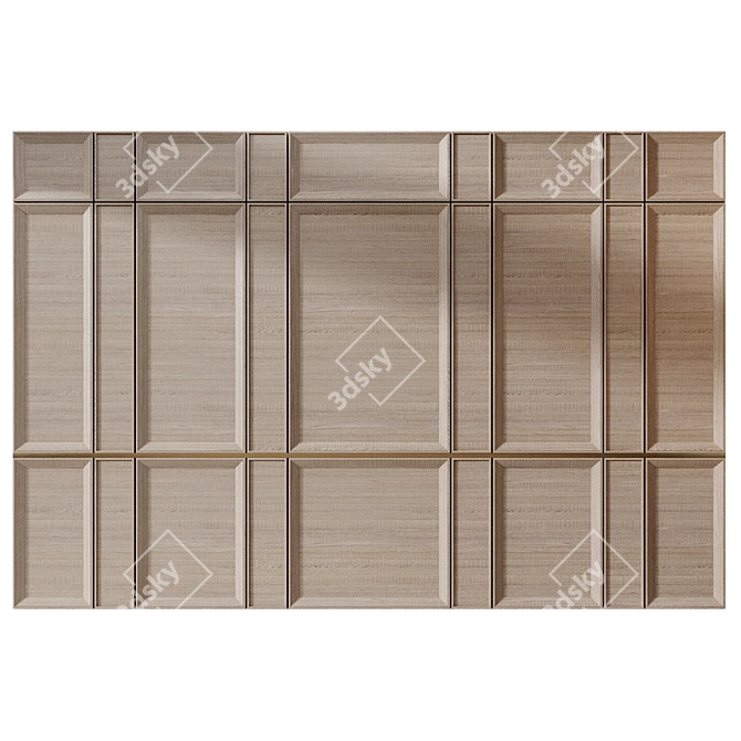 Elegant Wood Wall Panel Set 3D model image 1