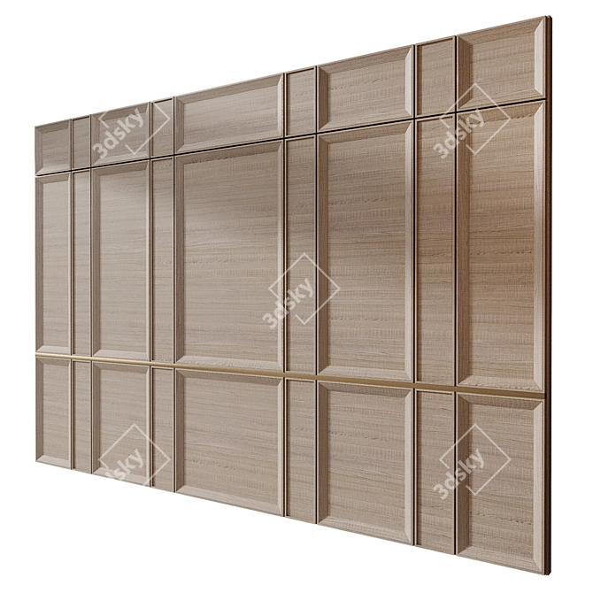 Elegant Wood Wall Panel Set 3D model image 3