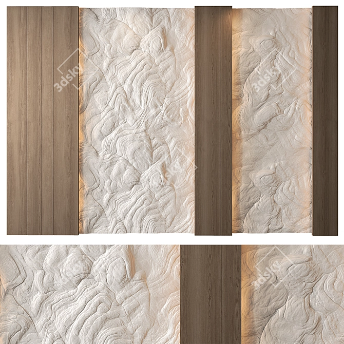 Modern Wood Wall Panel 04 3D model image 2