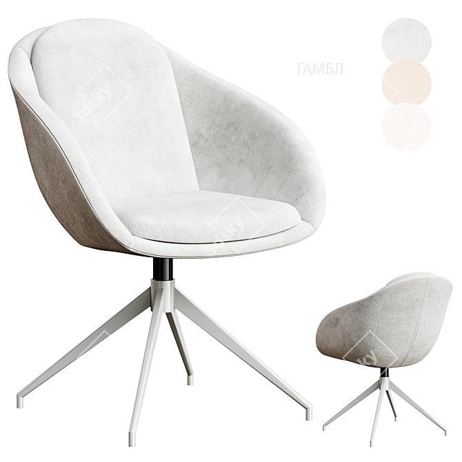 Gambl Textile Light Grey Chair 3D model image 1