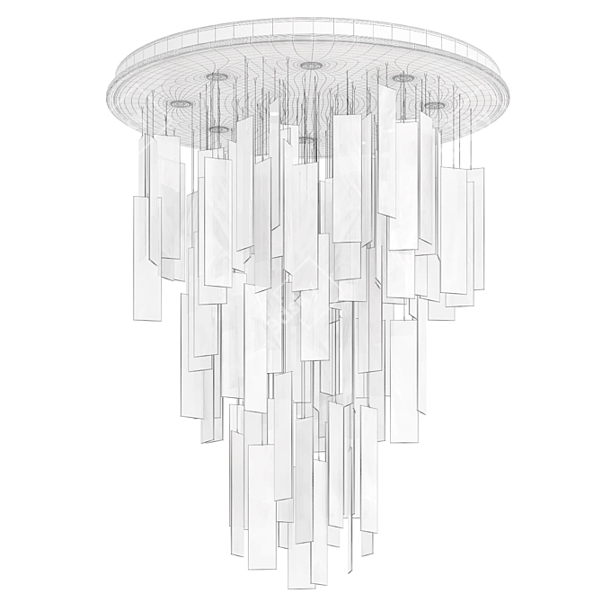 Smoky Glass Statement Chandelier 3D model image 4