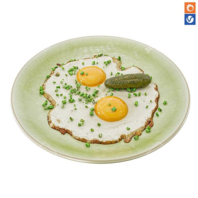 Versatile Egg Plate with Textures 3D model image 1