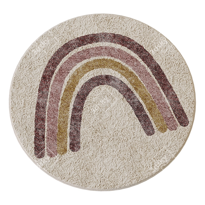 Rainbow Round Kids Carpet 3D model image 2