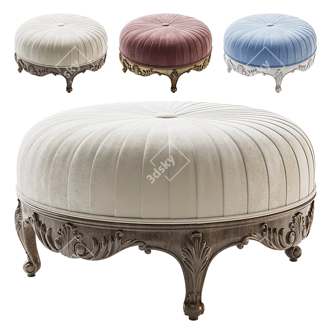 Elegant Light Round Ottoman 3D model image 1