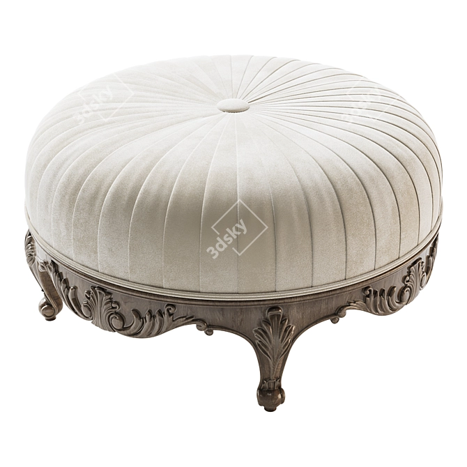 Elegant Light Round Ottoman 3D model image 3