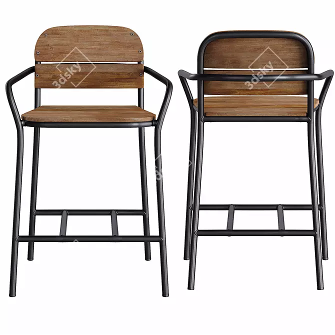 Modern Rustic Algueret Stool Elegance 3D model image 6