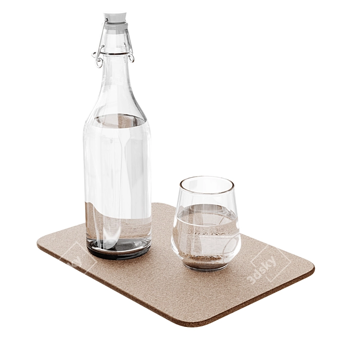 Water Bottle and Glass Set 3D model image 4