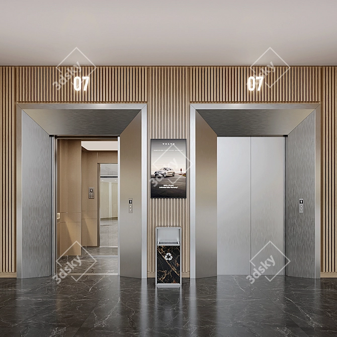  Modern Elevator Lobby Design 3D model image 1