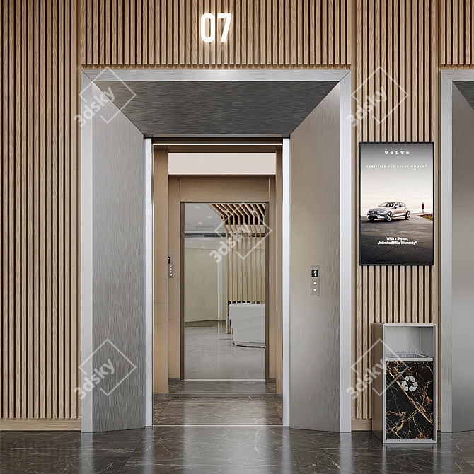  Modern Elevator Lobby Design 3D model image 2