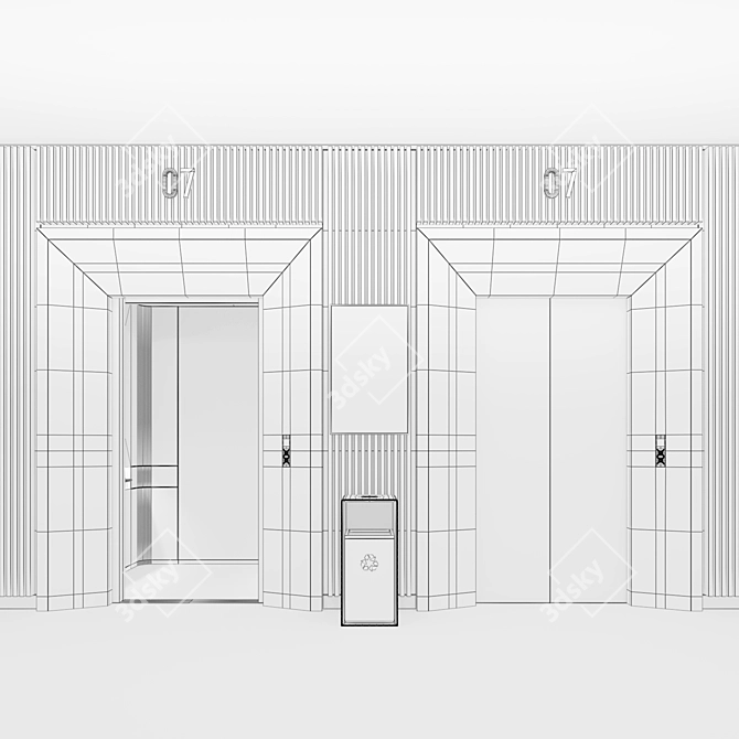  Modern Elevator Lobby Design 3D model image 3