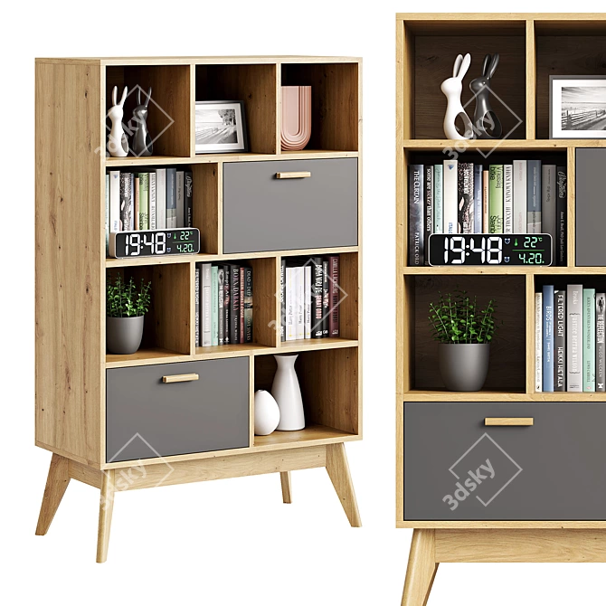 Nordic-3 Shelving Unit 3D model image 1