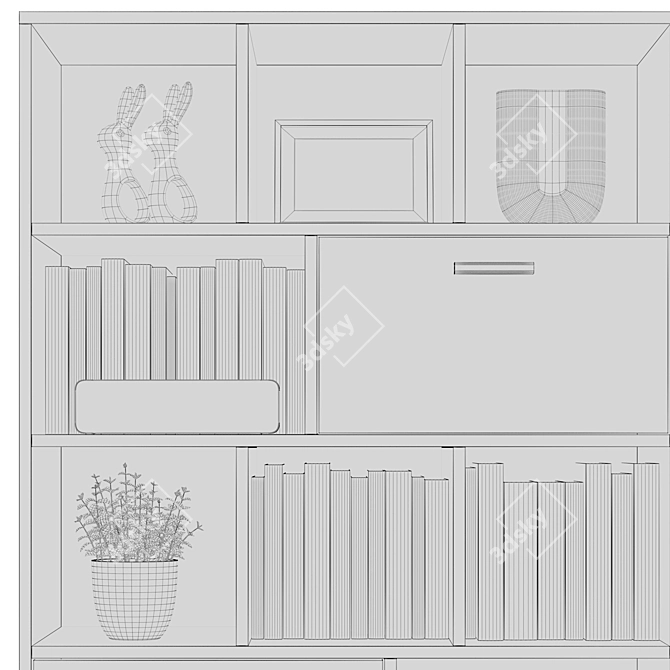 Nordic-3 Shelving Unit 3D model image 3