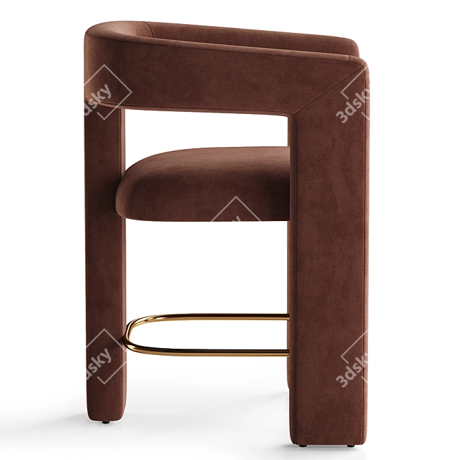 Effie Velvet Counter Stool: Luxe Performance Comfort 3D model image 2