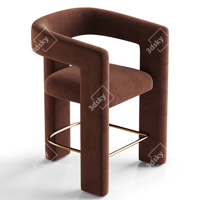 Effie Velvet Counter Stool: Luxe Performance Comfort 3D model image 3