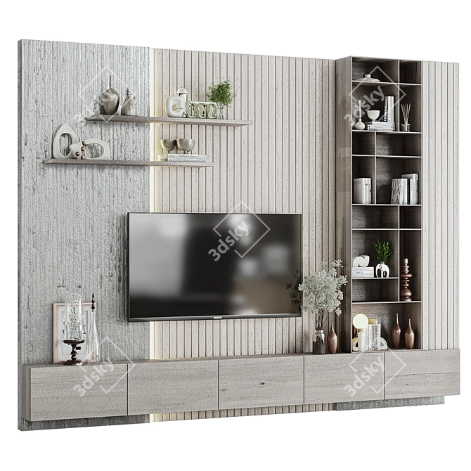 High-Quality TV Wall Model 3D model image 2