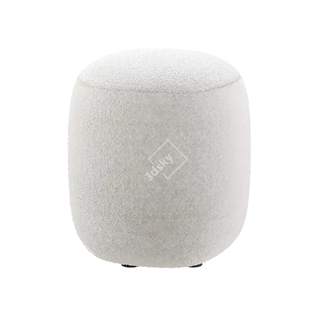 Fluffy Sweet Pouf Beige White 3D model image 3