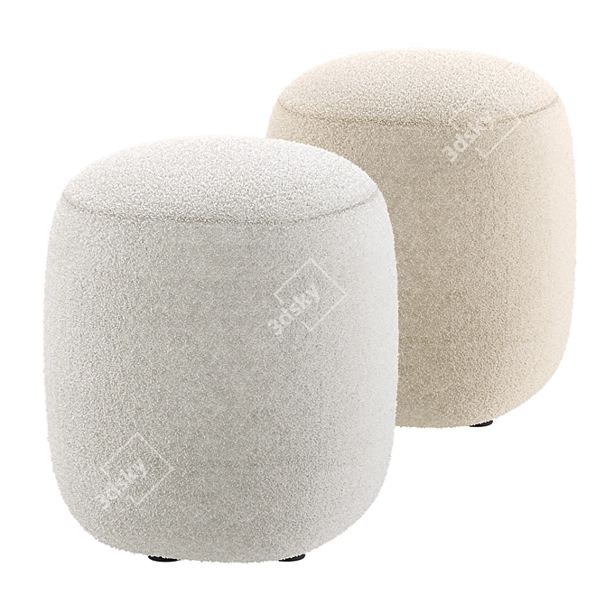 Fluffy Sweet Pouf Beige White 3D model image 5