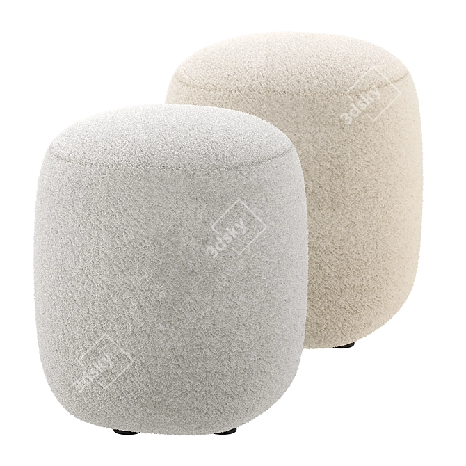 Fluffy Sweet Pouf Beige White 3D model image 6