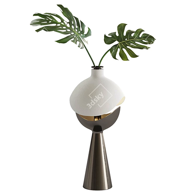 Monstera Leaves in Lit Vase 3D model image 2