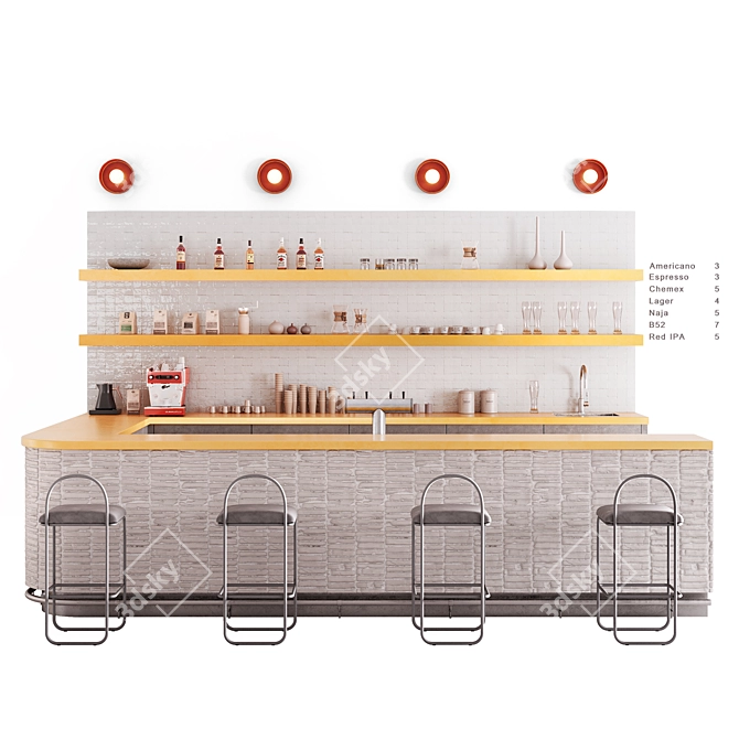 Elegant Mini Bar Setting 3D model image 1