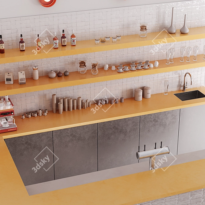 Elegant Mini Bar Setting 3D model image 5